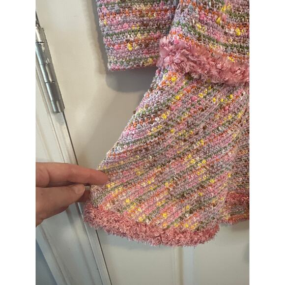 Alexis Elouise Cherry Blossom Tweed Mini Dress Belted Size Large NWT - Picture 10 of 12